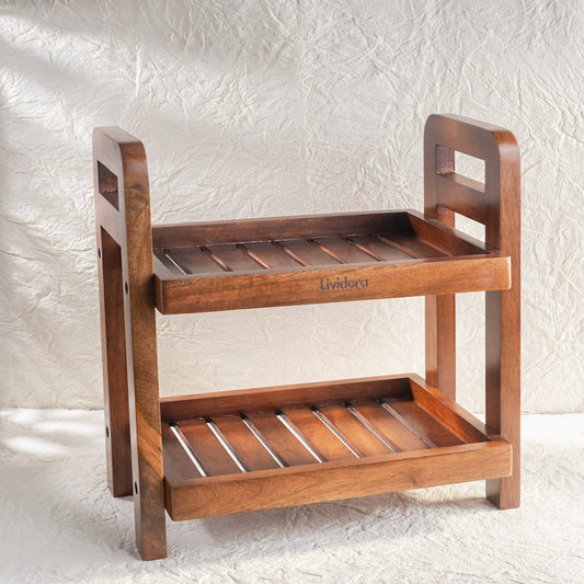Dual-Tier Wooden Organizer