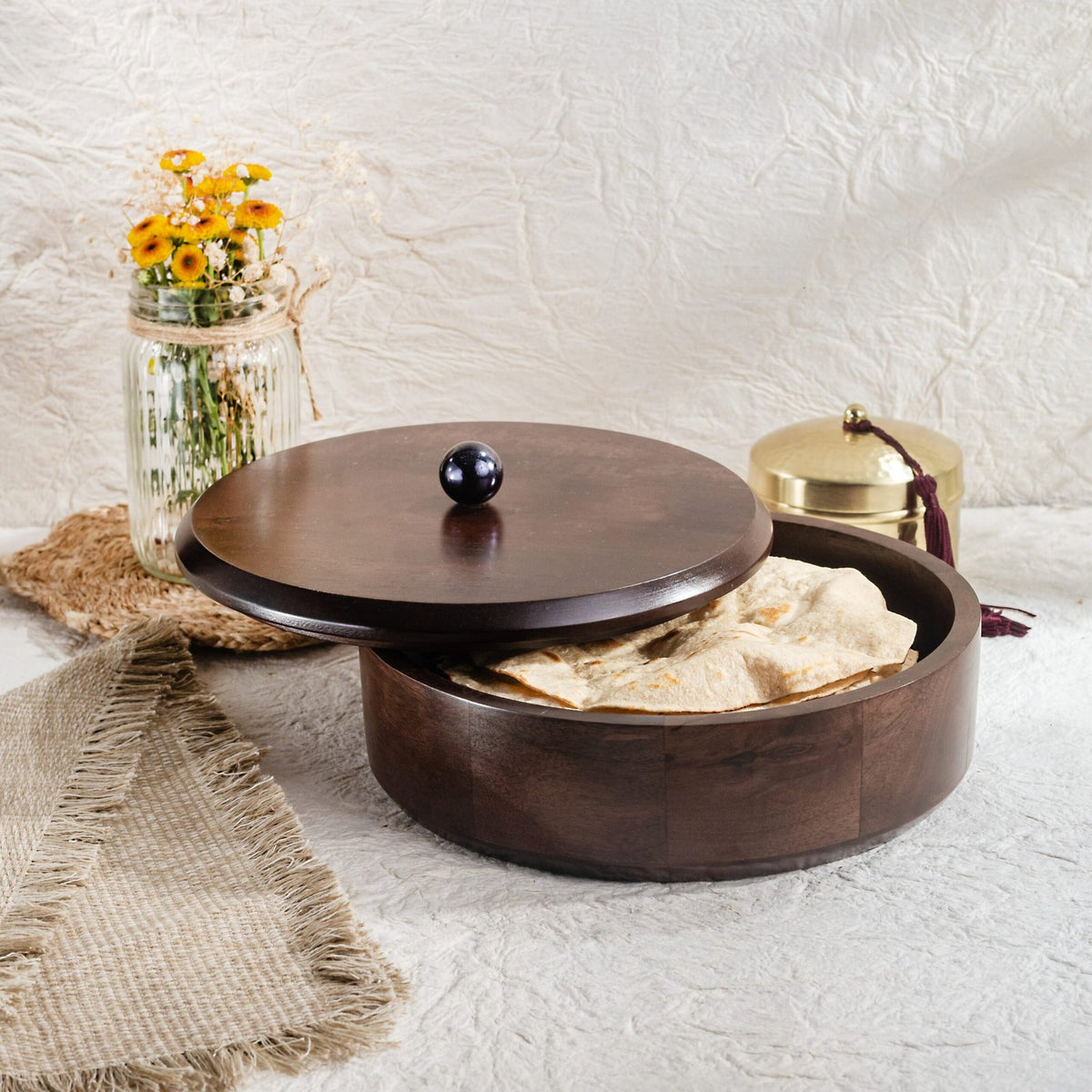 Wooden Circular Chapati Box