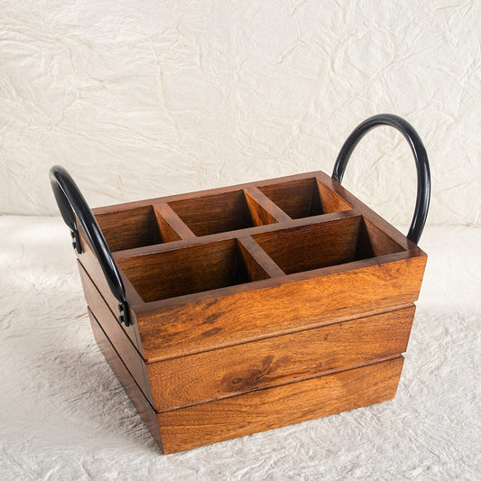 5-Compartment Wooden Organizer