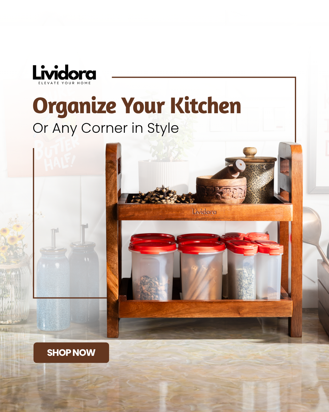 Dual-Tier Wooden Organizer