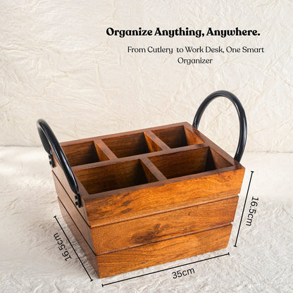 5-Compartment Wooden Organizer