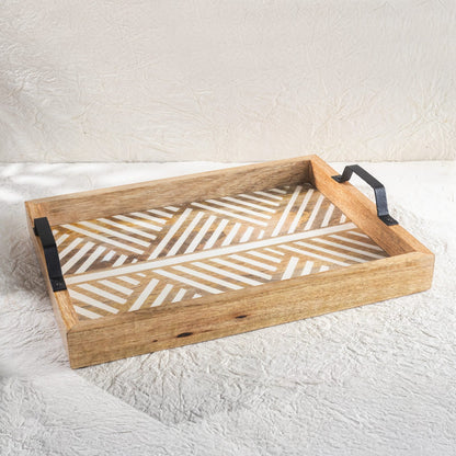 Tressa Glide Herringbone Carved Wooden Serving Tray