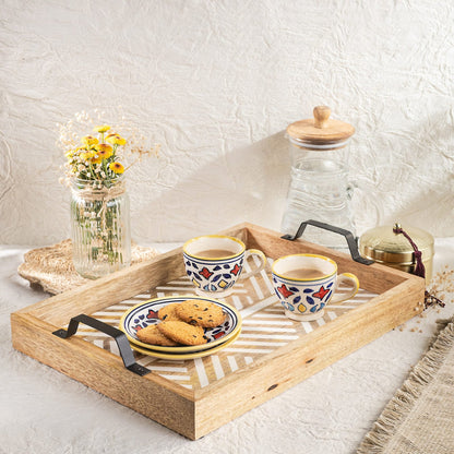 Tressa Glide Herringbone Carved Wooden Serving Tray