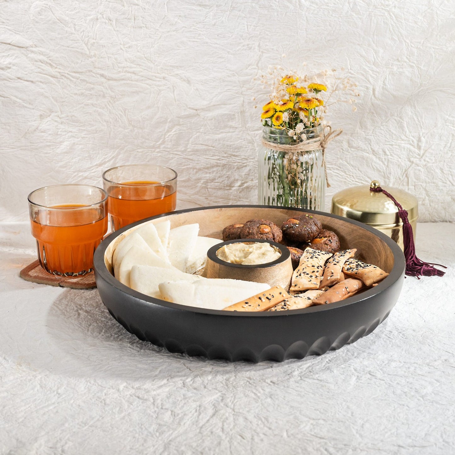 Chip and Dip Wooden Platter