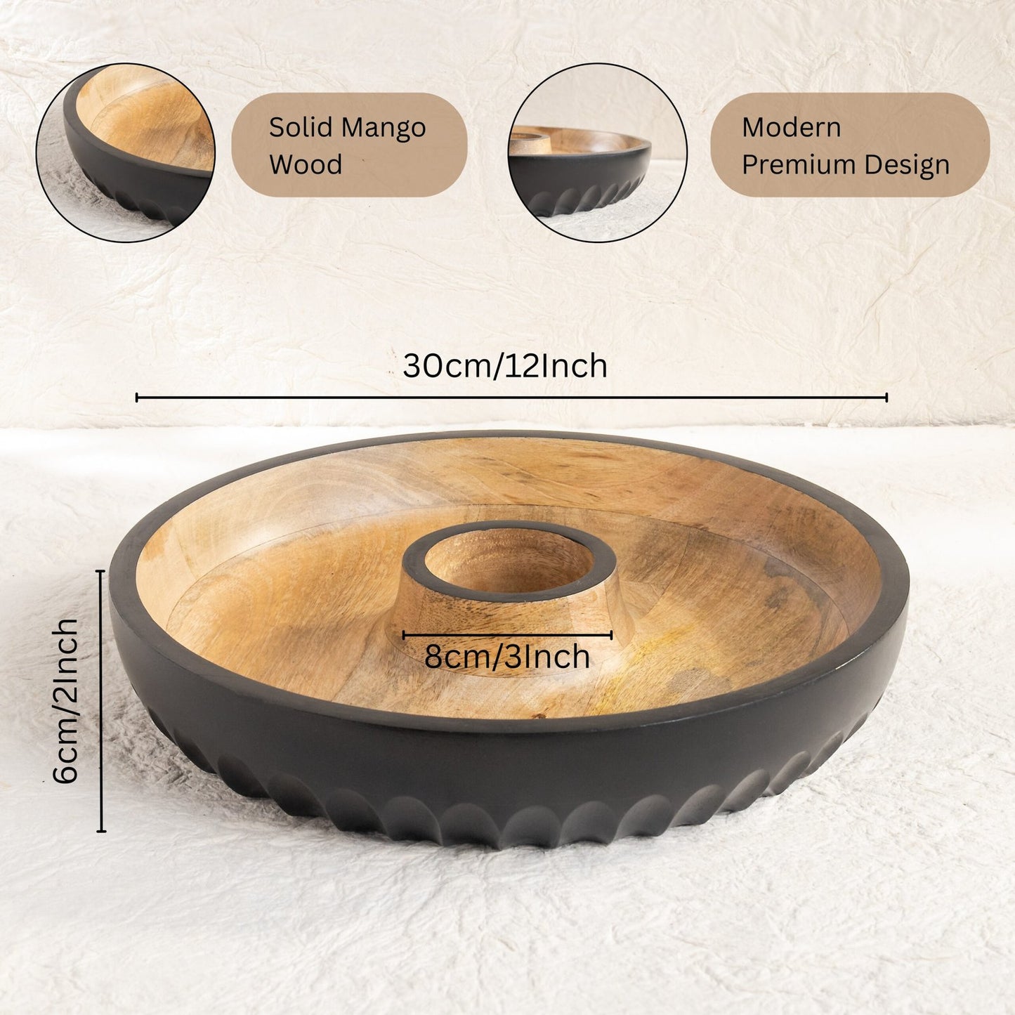 Chip and Dip Wooden Platter