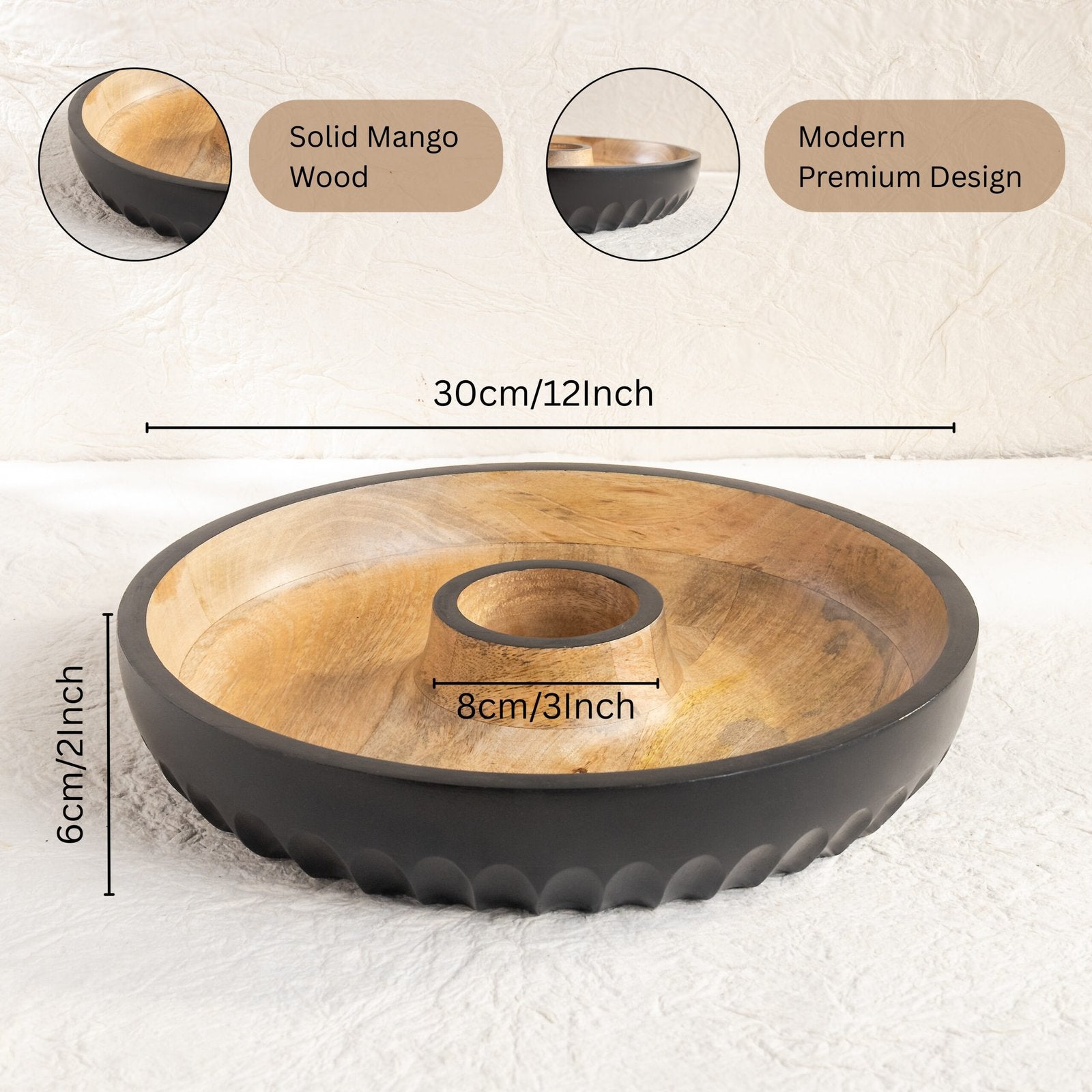 Chip and Dip Wooden Platter