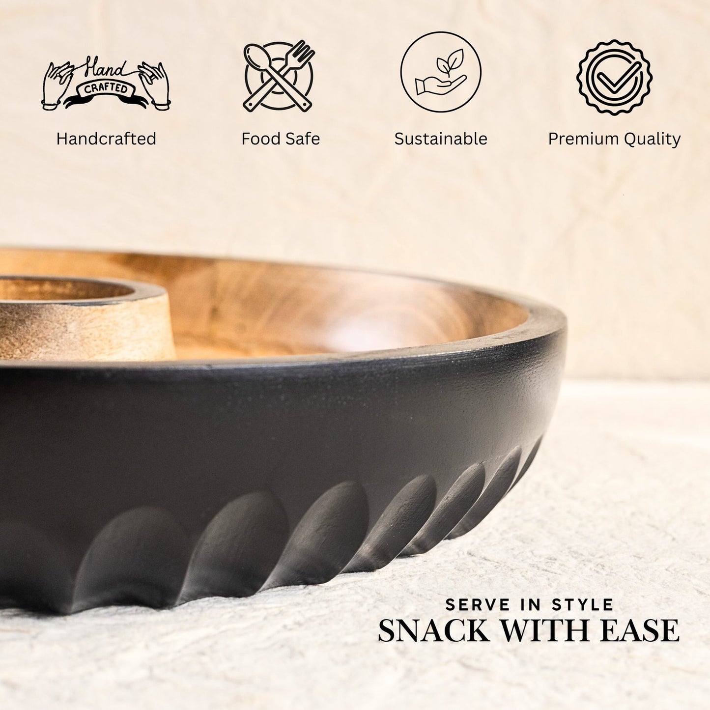 Chip and Dip Wooden Platter