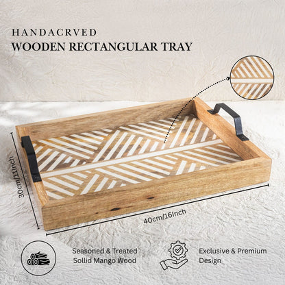 Tressa Glide Herringbone Carved Wooden Serving Tray