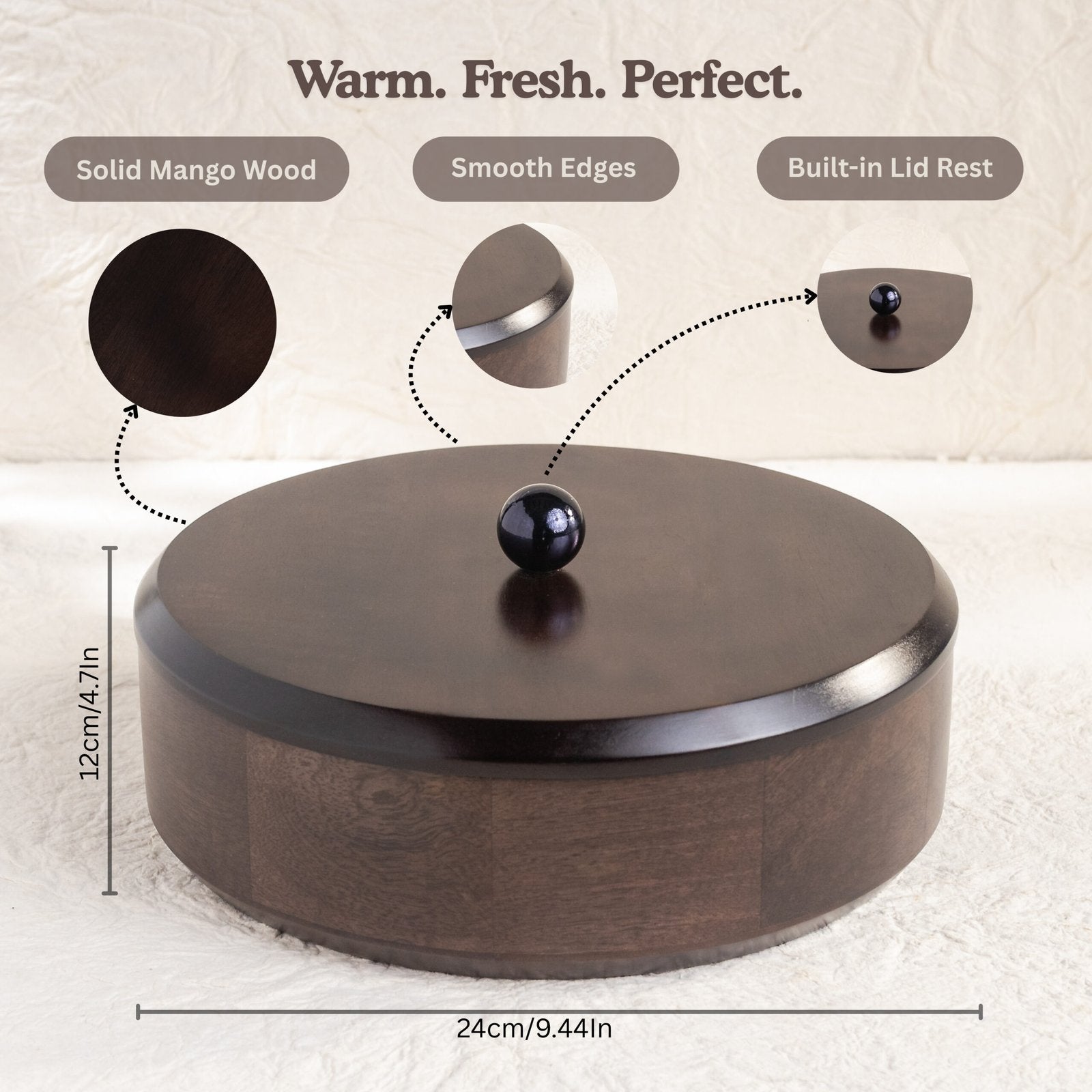 Wooden Circular Chapati Box