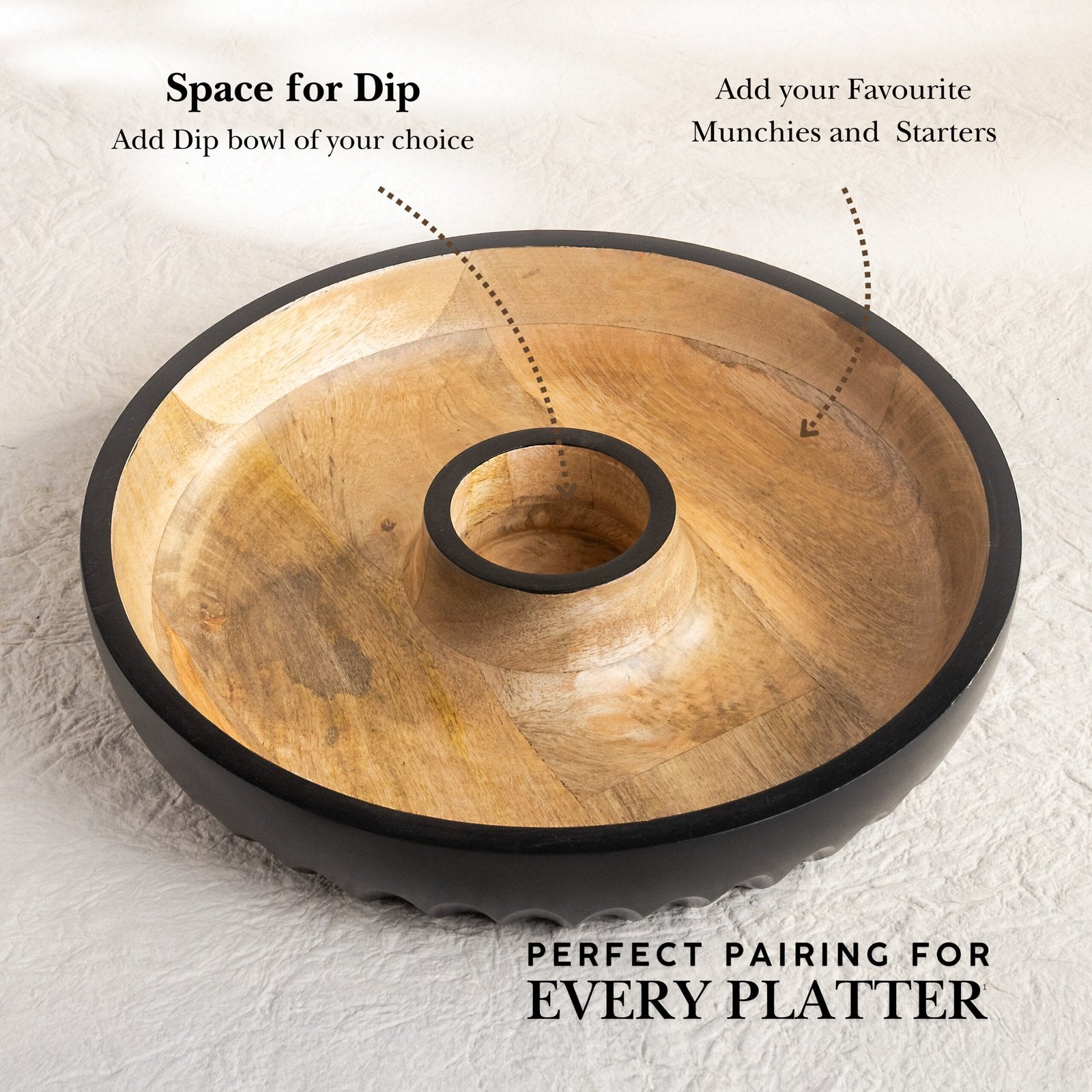 Chip and Dip Wooden Platter