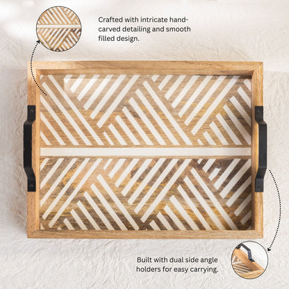 Tressa Glide Herringbone Carved Wooden Serving Tray