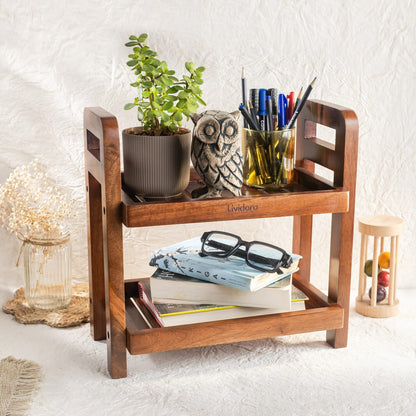 Dual-Tier Wooden Organizer