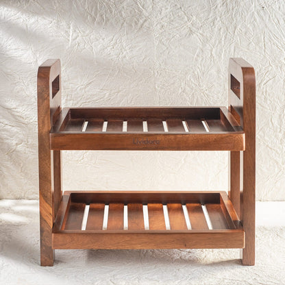 Dual-Tier Wooden Organizer