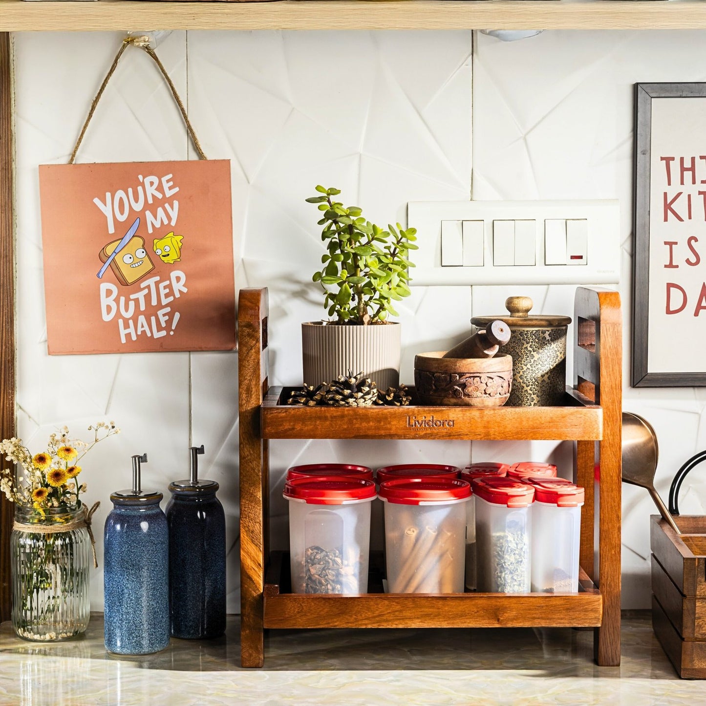 Dual-Tier Wooden Organizer