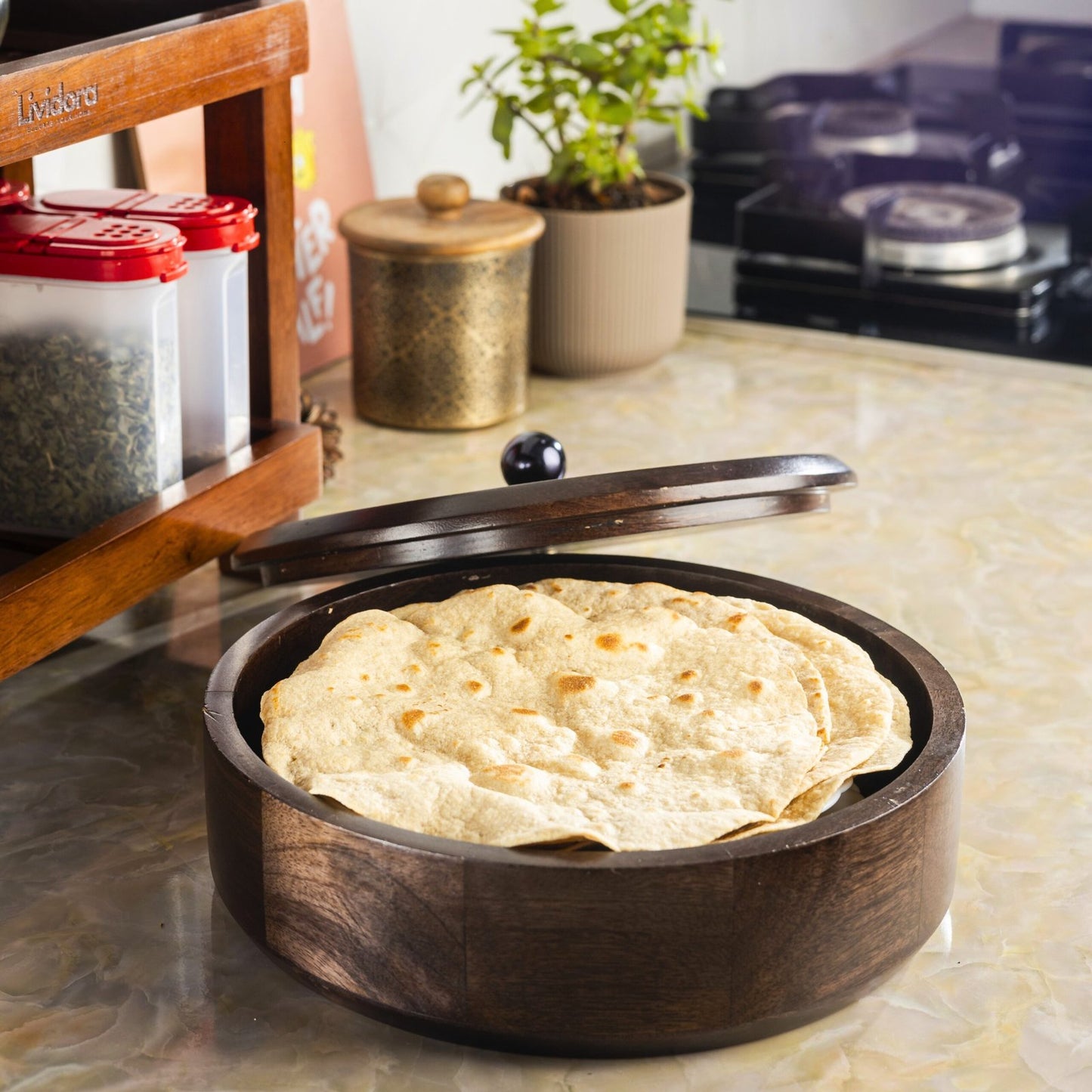 Wooden Circular Chapati Box