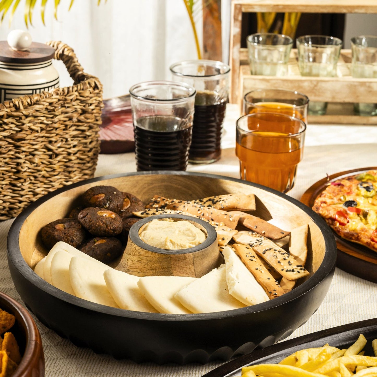 Chip and Dip Wooden Platter