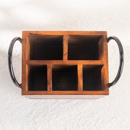 5-Compartment Wooden Organizer