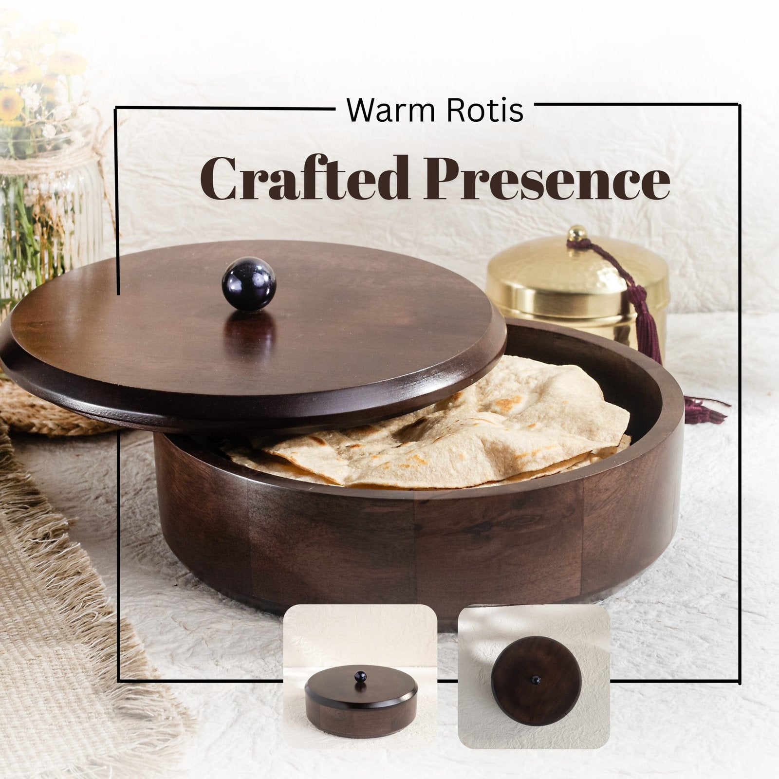 Wooden Circular Chapati Box