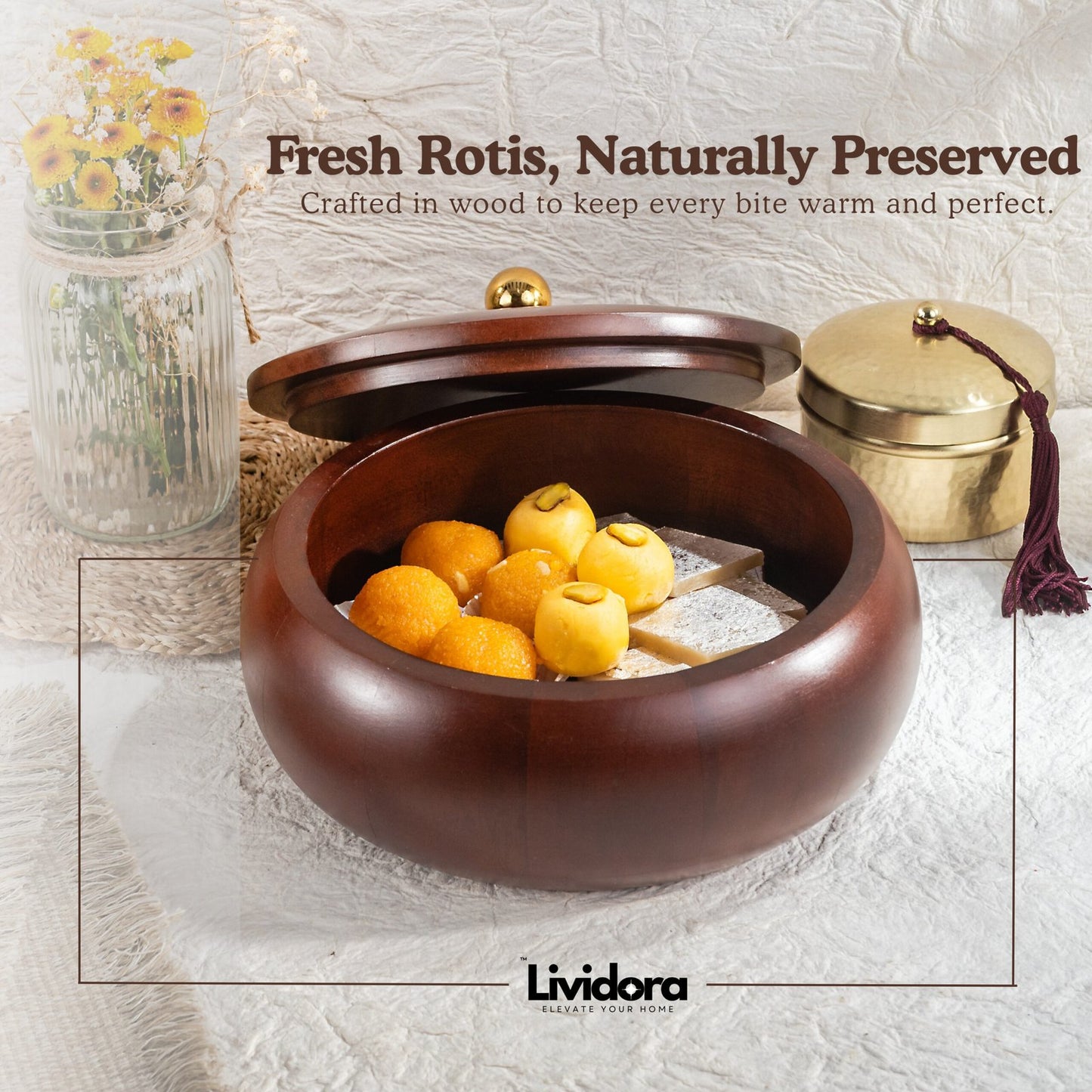Oval Wooden Chapati Box