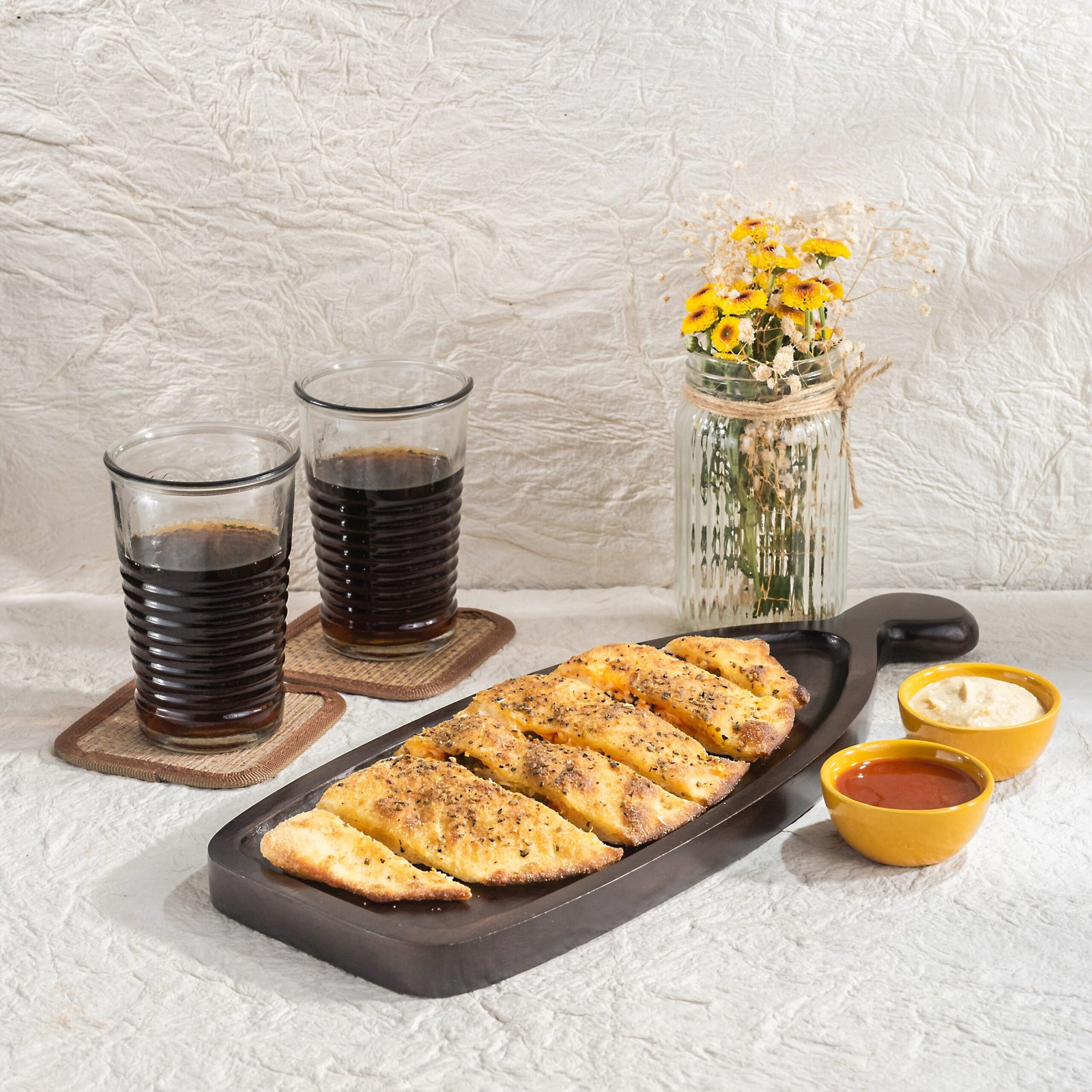 Oval Wooden Serving Platter with Handle