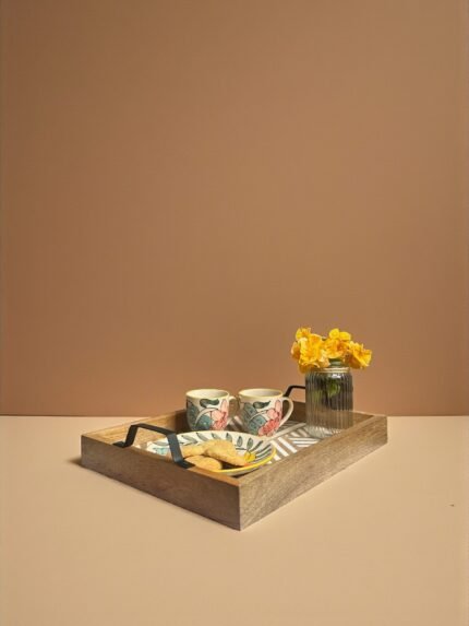 Tressa Glide Herringbone Carved Wooden Serving Tray